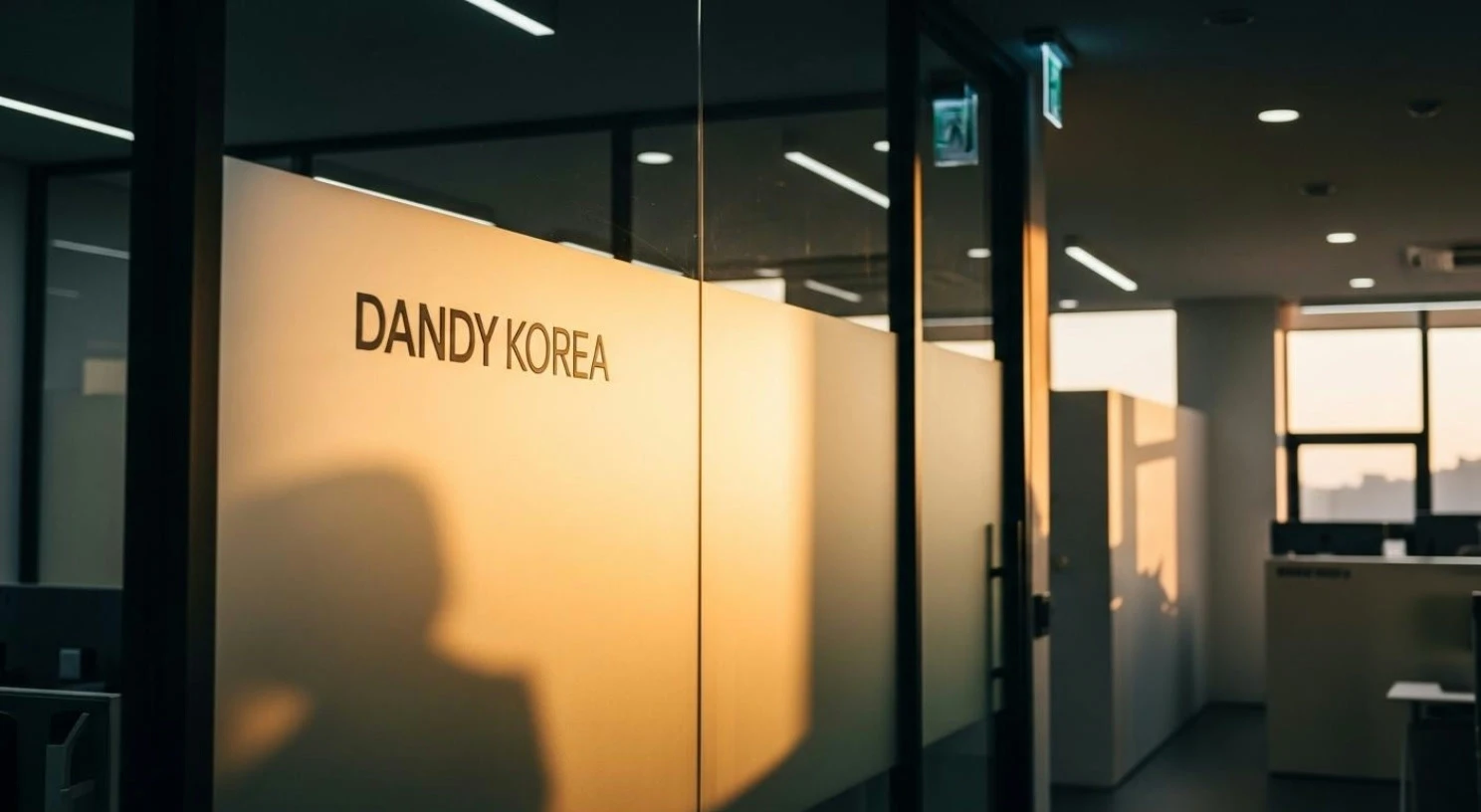 빛이 들어오는 DANDY KOREA 사인 AI 비주얼